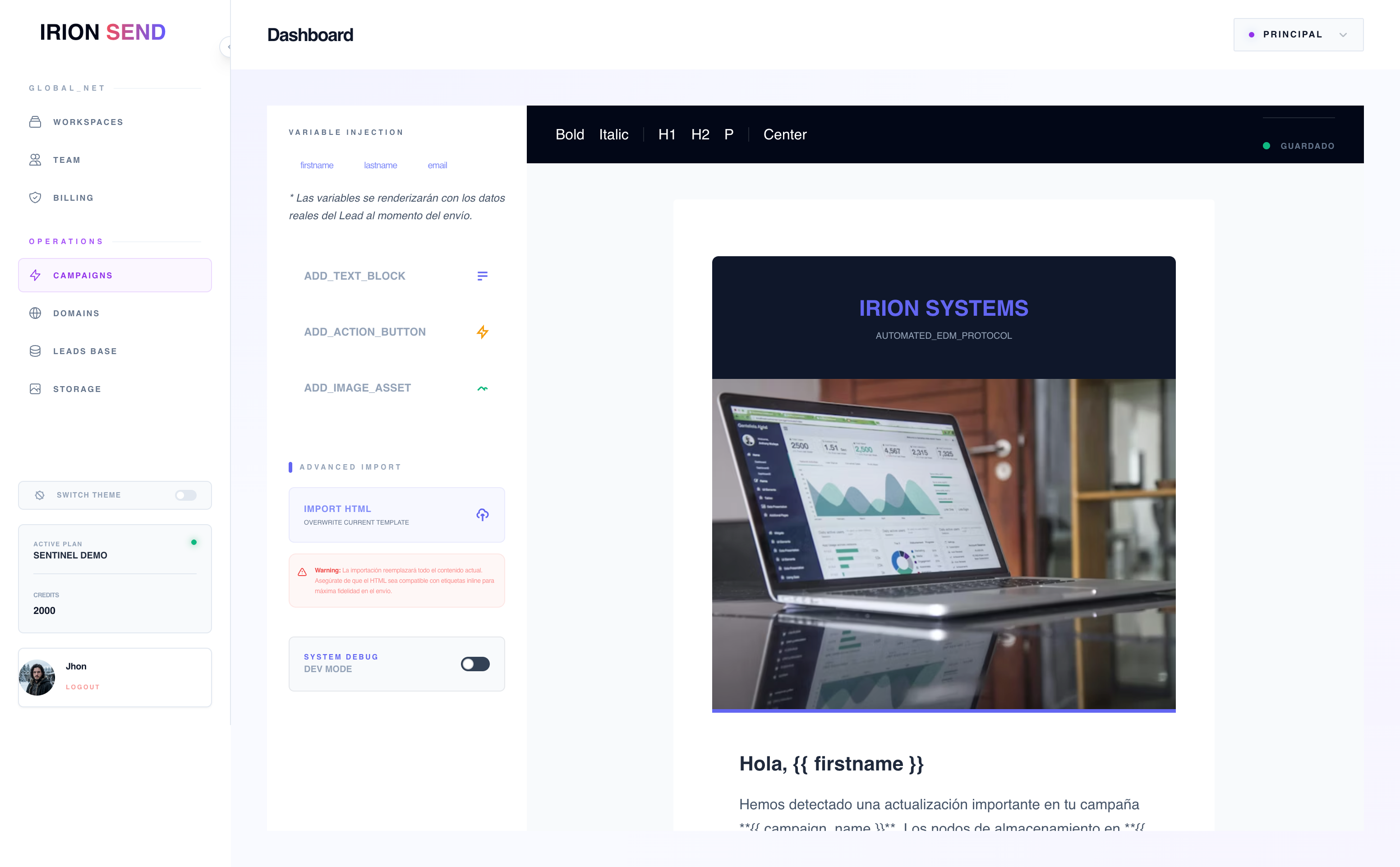 Irion Editor Preview